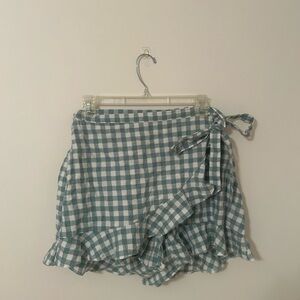 Blue Gingham Ruffle Skort